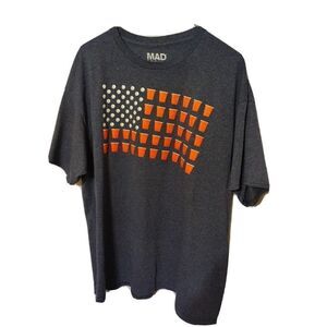 Mad Engine USA Beer Pong Mens Blue XL shirt American Flag Design Patriotic Solo